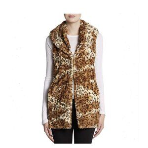 Alice + Olivia Glenna Leopard Faux Fur Long Vest Small (139)